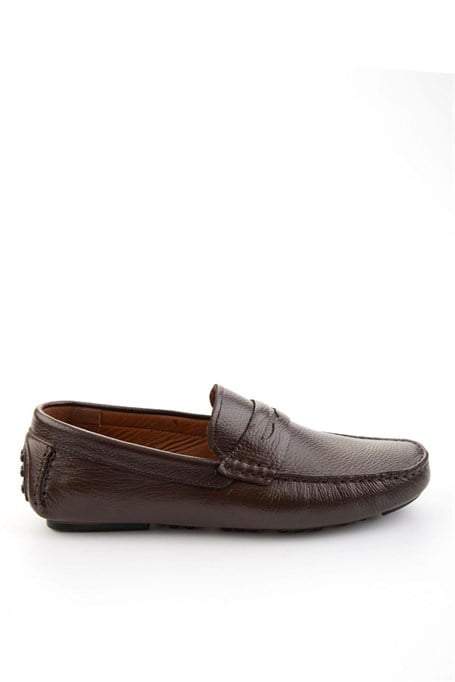 Kahve Hakiki Deri Erkek Loafer Ayakkabı E01547009740