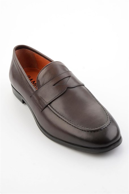 Kahve Hakiki Deri Erkek Loafer Ayakkabı E01648611803