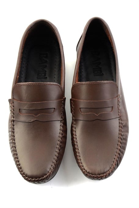 Kahve Hakiki Deri Erkek Loafer Ayakkabı E01523111103