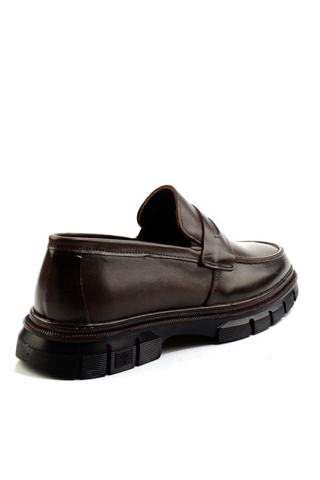 Kahve Hakiki Deri Erkek Loafer Ayakkabı E01795025641
