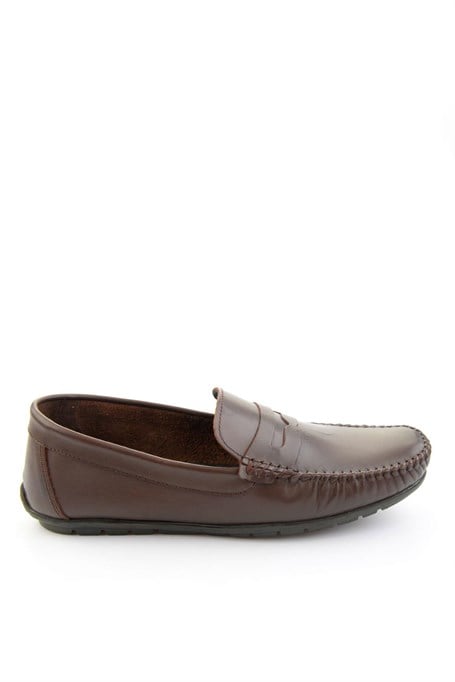 Kahve Hakiki Deri Erkek Loafer Ayakkabı E01523111103