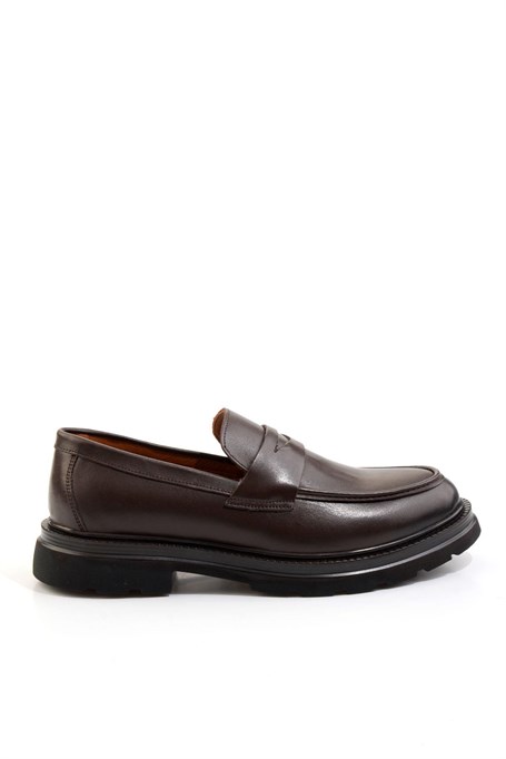 Kahve Hakiki Deri Erkek Loafer Ayakkabı E01547051041