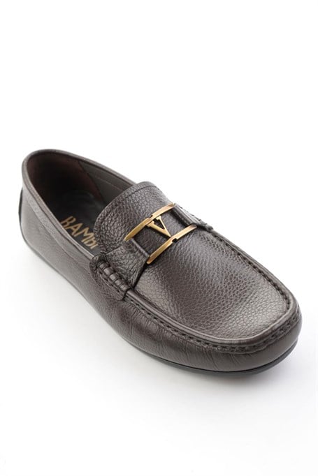 Kahve Hakiki Deri Erkek Loafer Ayakkabı E01648599440
