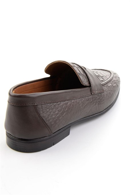 Kahve Hakiki Deri Erkek Loafer Ayakkabı E01594004103