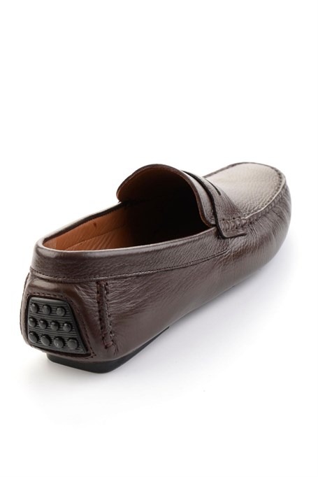 Kahve Hakiki Deri Erkek Loafer Ayakkabı E01547009740