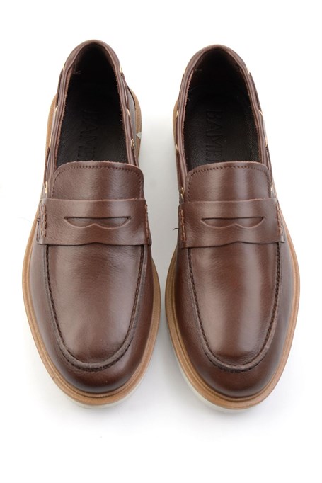 Kahve Hakiki Deri Erkek Loafer Ayakkabı E01698626003