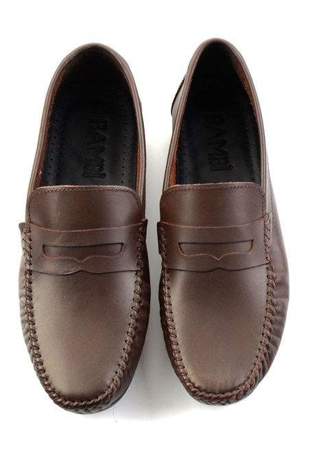 Kahve Hakiki Deri Erkek Loafer Ayakkabı E01523111103