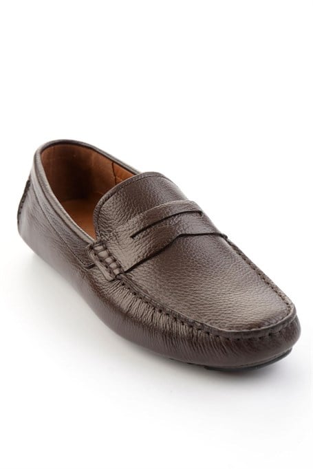 Kahve Hakiki Deri Erkek Loafer Ayakkabı E01547009740