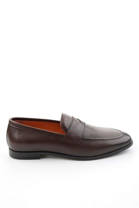 Kahve Hakiki Deri Erkek Loafer Ayakkabı E01648611803