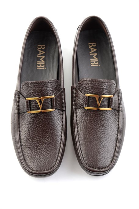 Kahve Hakiki Deri Erkek Loafer Ayakkabı E01648599440