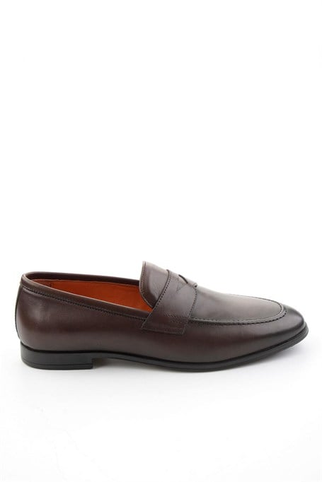 Kahve Hakiki Deri Erkek Loafer Ayakkabı E01648611803