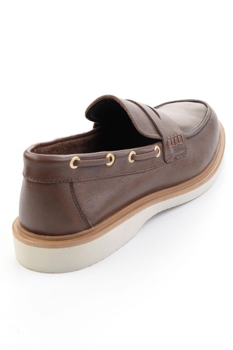 Kahve Hakiki Deri Erkek Loafer Ayakkabı E01698626003