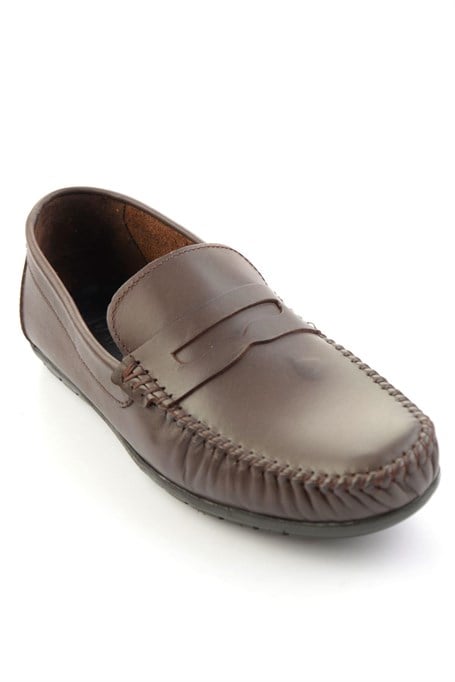 Kahve Hakiki Deri Erkek Loafer Ayakkabı E01523111103