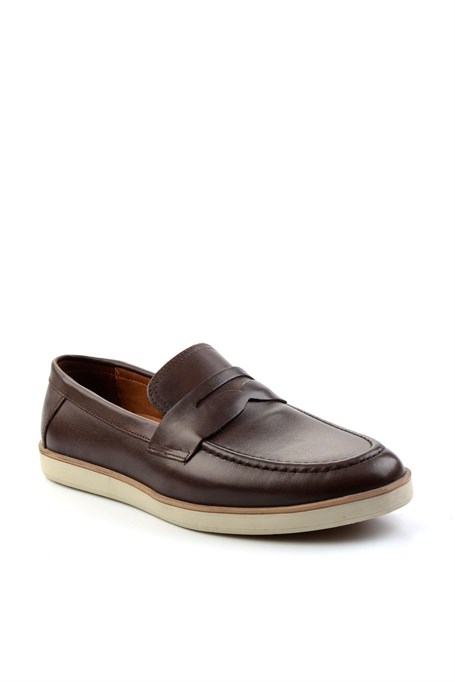 Kahve Hakiki Deri Erkek Loafer Ayakkabı E01054171341