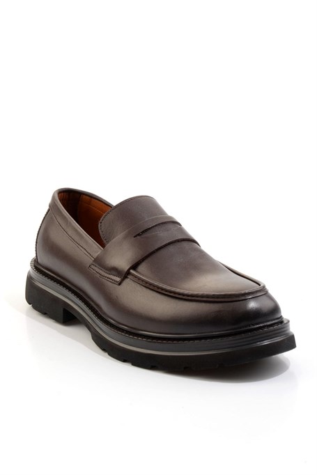 Kahve Hakiki Deri Erkek Loafer Ayakkabı E01547051041