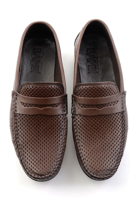 Kahve Hakiki Deri Erkek Loafer Ayakkabı E01697033003