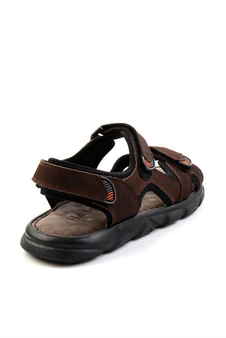 Kahve Hakiki Deri Erkek Sandalet E05078102501
