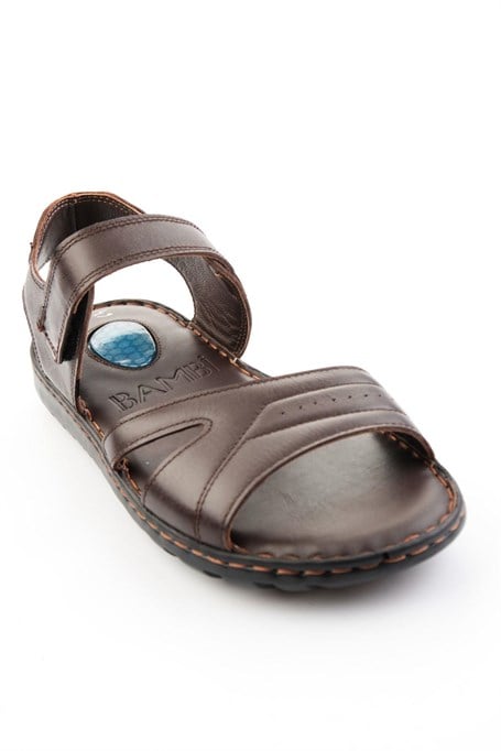 Kahve Hakiki Deri Erkek Sandalet E05437184903