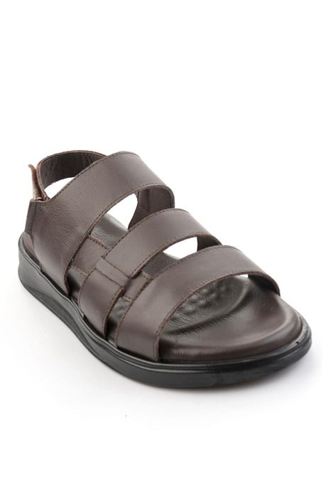 Kahve Hakiki Deri Erkek Sandalet E05433501043