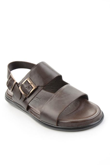 Kahve Hakiki Deri Erkek Sandalet E05557259703