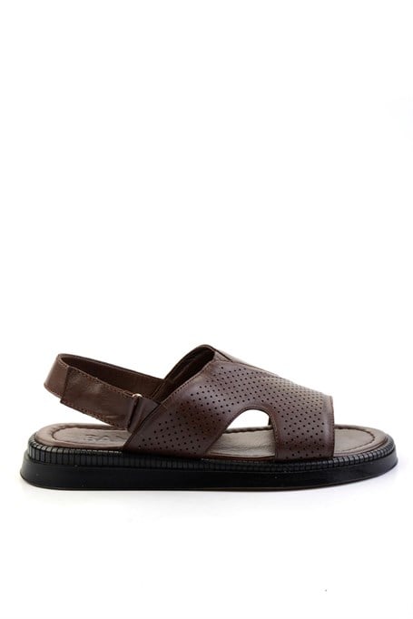 Kahve Hakiki Deri Erkek Sandalet E05557240643