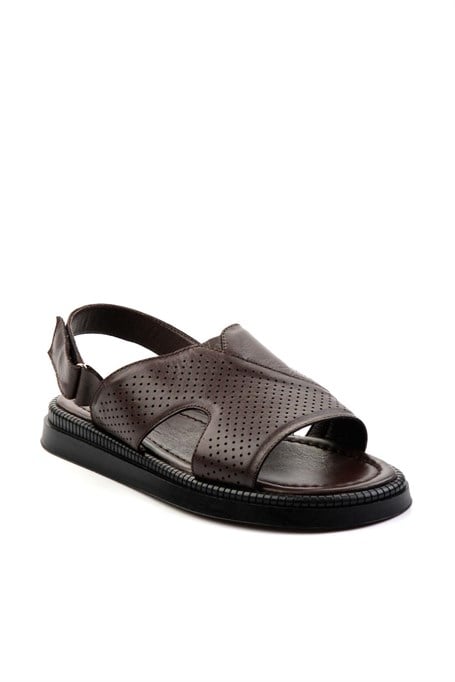 Kahve Hakiki Deri Erkek Sandalet E05557240643