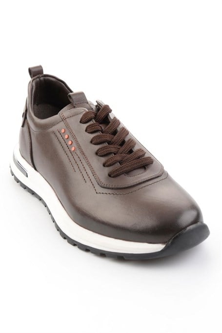 Kahve Hakiki Deri Erkek Sneaker E01011041841