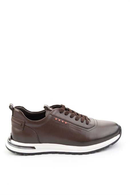 Kahve Hakiki Deri Erkek Sneaker E01011041841