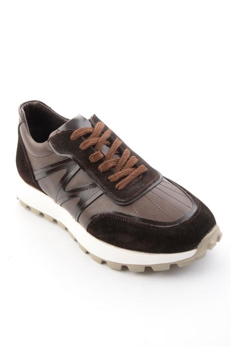 Kahve Hakiki Deri Erkek Sneaker E01011043303