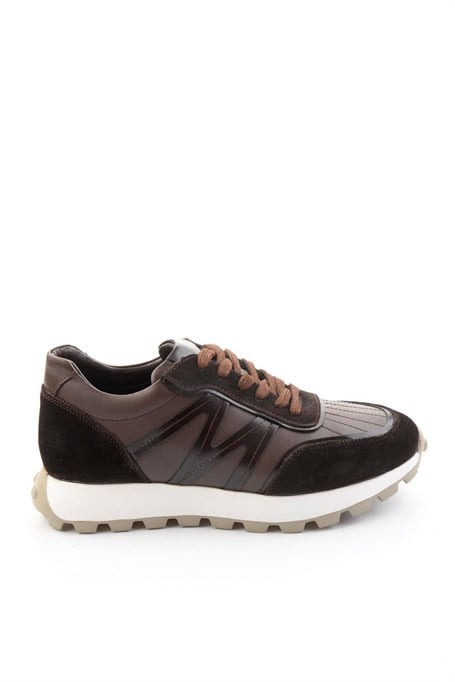 Kahve Hakiki Deri Erkek Sneaker E01011043303
