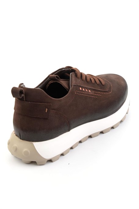 Kahve Hakiki Deri Erkek Sneaker E01011034701