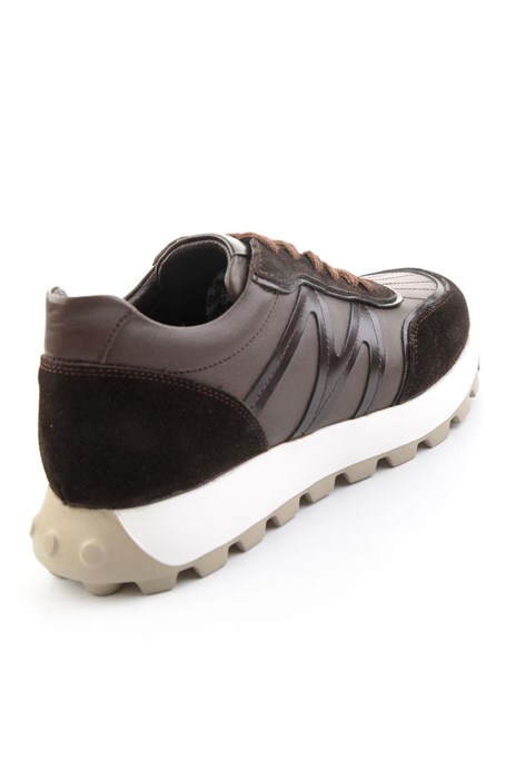 Kahve Hakiki Deri Erkek Sneaker E01011043303