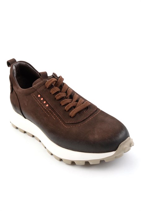 Kahve Hakiki Deri Erkek Sneaker E01011034701