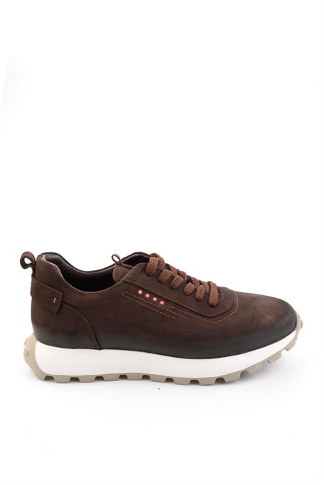Kahve Hakiki Deri Erkek Sneaker E01011034701