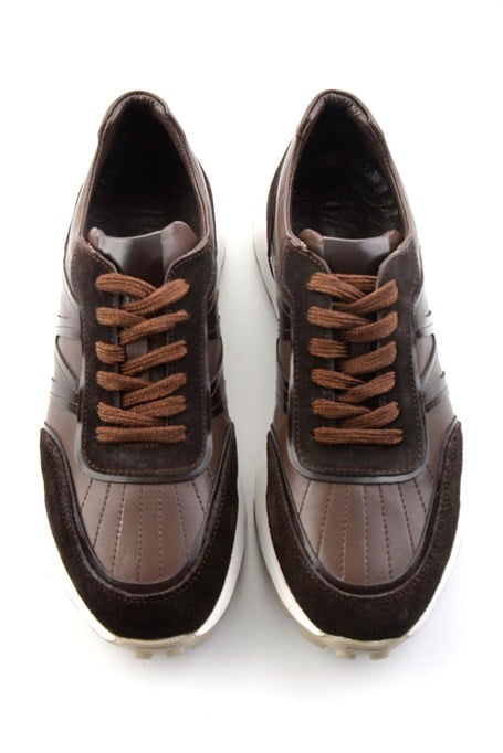 Kahve Hakiki Deri Erkek Sneaker E01011043303