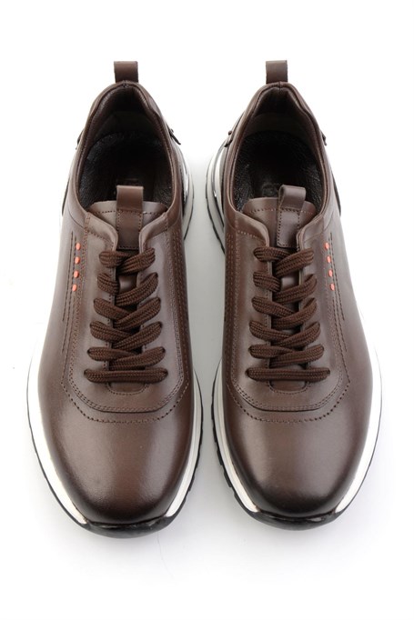 Kahve Hakiki Deri Erkek Sneaker E01011041841
