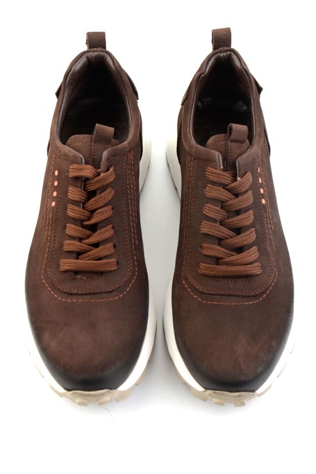 Kahve Hakiki Deri Erkek Sneaker E01011034701