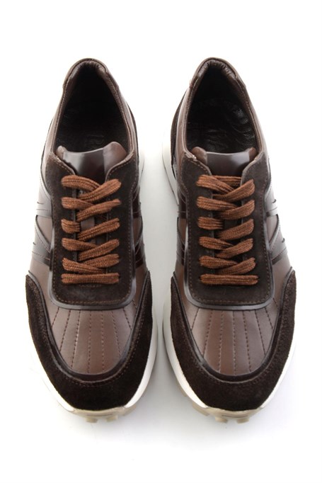 Kahve Hakiki Deri Erkek Sneaker E01011043303