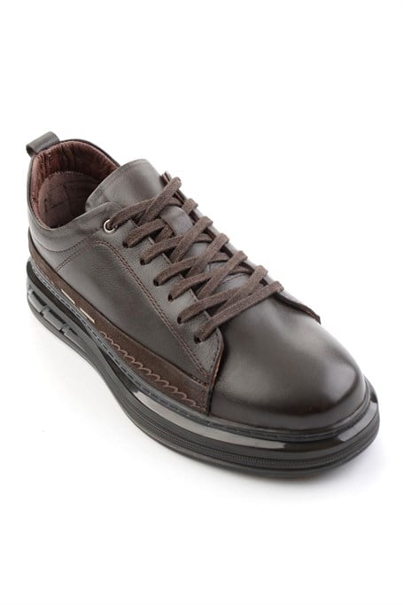 Kahve Hakiki Deri Erkek Sneaker E01080226343
