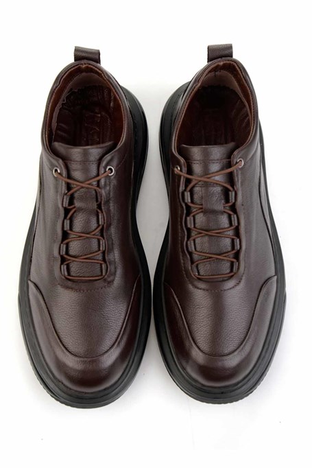 Kahve Hakiki Deri Erkek Sneaker E01080212403