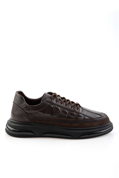 Kahve Hakiki Deri Erkek Sneaker E01080219003