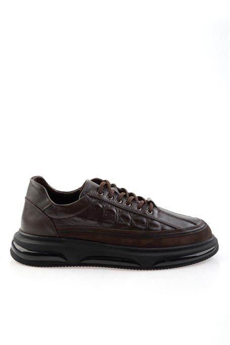 Kahve Hakiki Deri Erkek Sneaker E01080219003