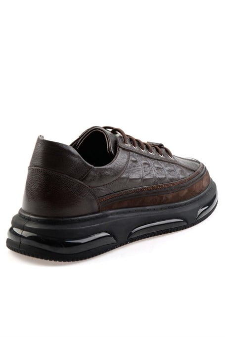 Kahve Hakiki Deri Erkek Sneaker E01080219003