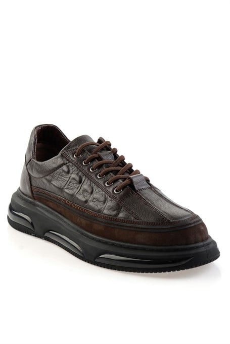 Kahve Hakiki Deri Erkek Sneaker E01080219003