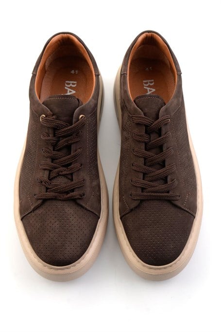 Kahve Hakiki Deri Erkek Sneaker E01396200701