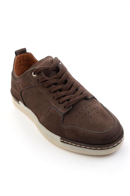 Kahve Hakiki Deri Erkek Sneaker E01396022601