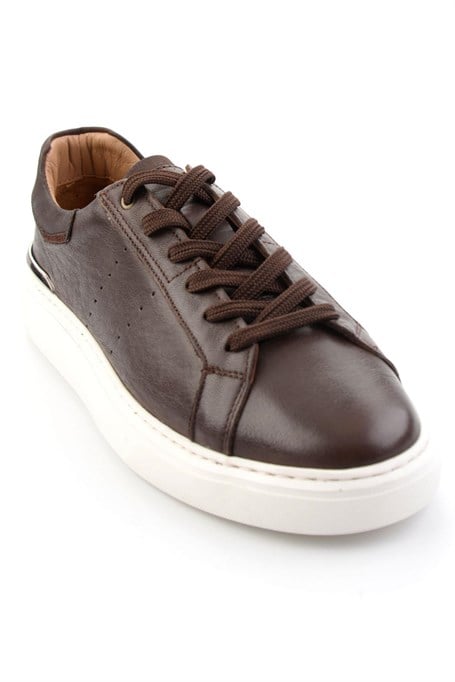 Kahve Hakiki Deri Erkek Sneaker E01595327543