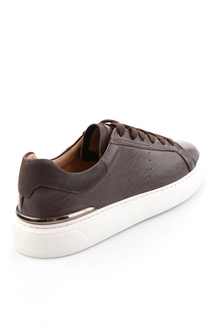 Kahve Hakiki Deri Erkek Sneaker E01595327543