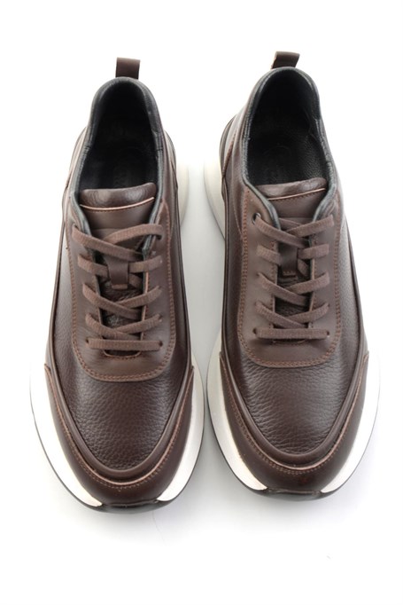 Kahve Hakiki Deri Erkek Sneaker E01958176543