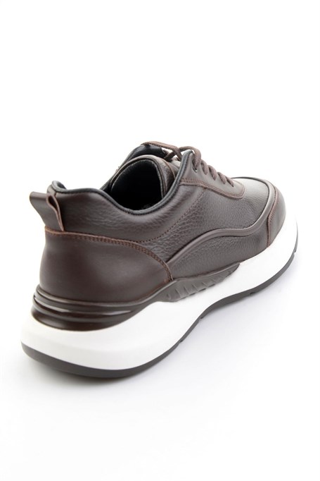Kahve Hakiki Deri Erkek Sneaker E01958176543